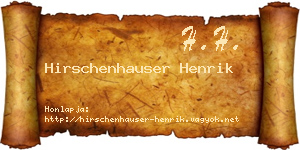 Hirschenhauser Henrik névjegykártya
